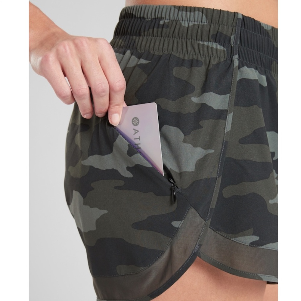 Athleta Camo Mesh Running Shorts